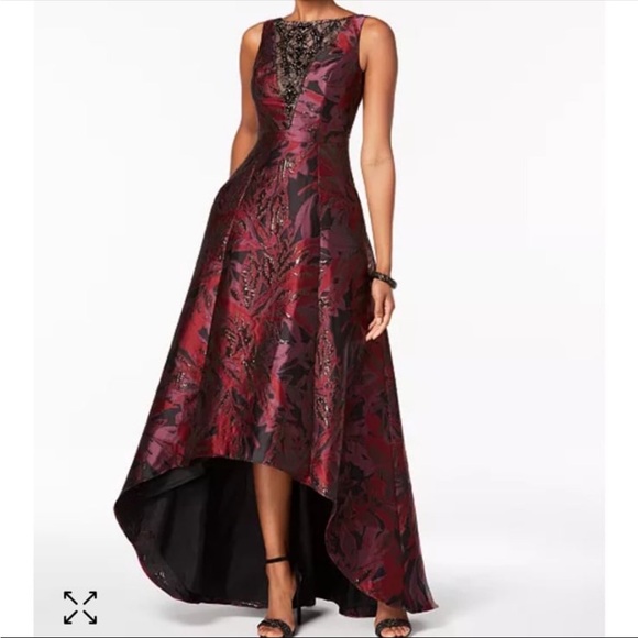 Adrianna Papell Burgundy and Black High Low Dress Adrianna Papell Burgundy and Black High Low Dress